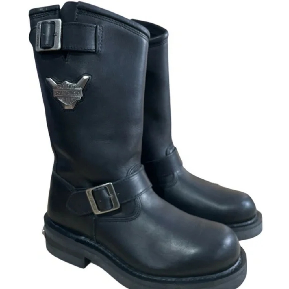 HARLEY DAVIDSON 91135 MEGA CONDUCTOR 11" Black Leather Boot Size USA 12